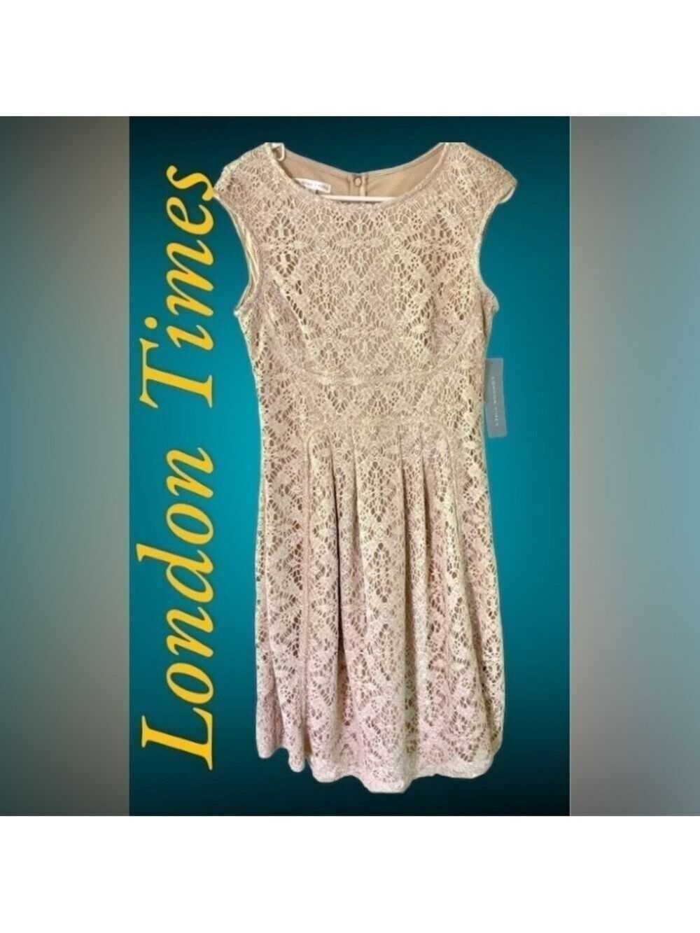 London Times NWT sz 10 classy oatmeal crochet/lined. Back zip/soft material. New